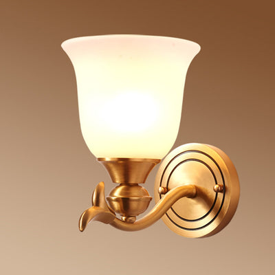 Contemporary Luxury Cup Copper Glass 1/2-Light Wall Sconce Lamp For Living Room