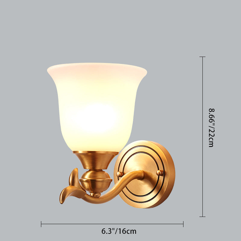 Contemporary Luxury Cup Copper Glass 1/2-Light Wall Sconce Lamp For Living Room