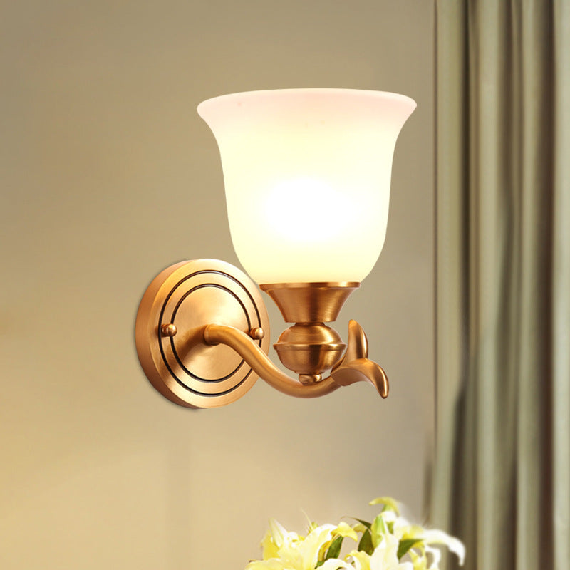 Contemporary Luxury Cup Copper Glass 1/2-Light Wall Sconce Lamp For Living Room