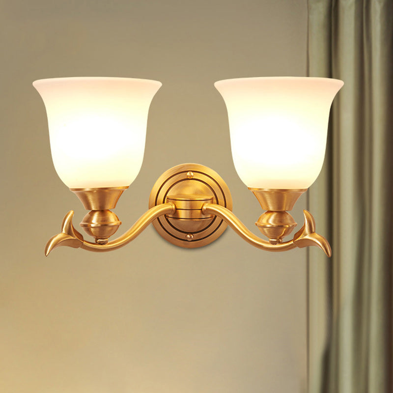 Contemporary Luxury Cup Copper Glass 1/2-Light Wall Sconce Lamp For Living Room