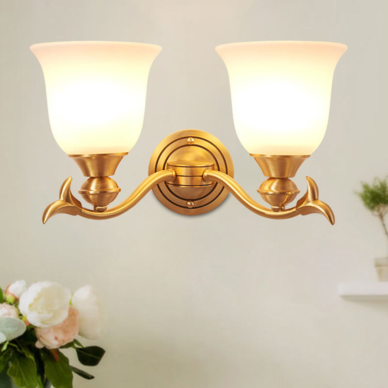 Contemporary Luxury Cup Copper Glass 1/2-Light Wall Sconce Lamp For Living Room