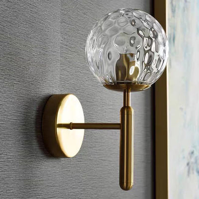 Modern Minimalist Globe Iron Glass 1-Light Wall Sconce Lamp For Living Room