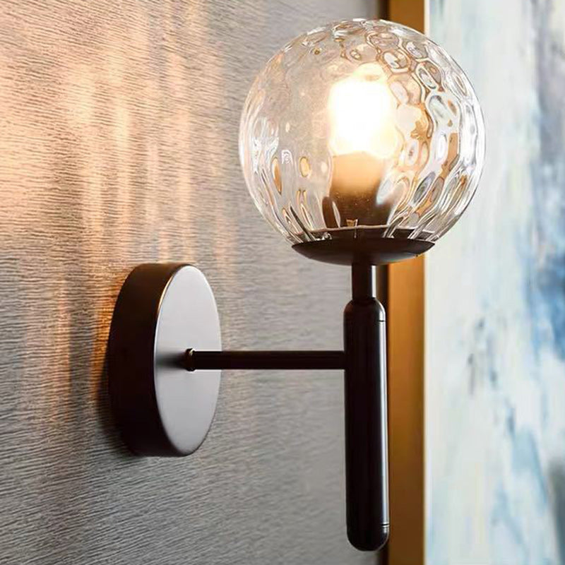 Modern Minimalist Globe Iron Glass 1-Light Wall Sconce Lamp For Living Room