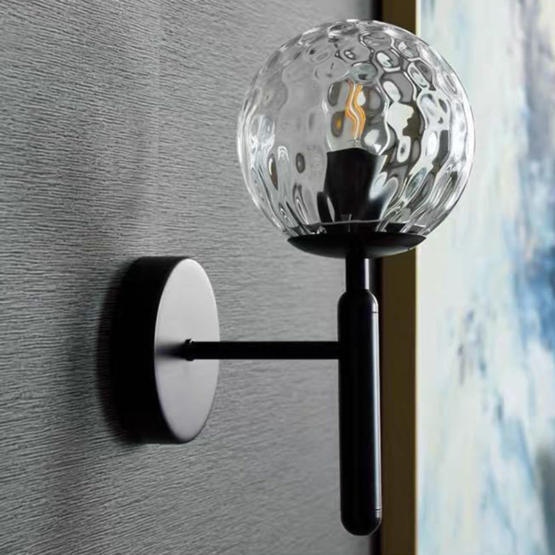 Modern Minimalist Globe Iron Glass 1-Light Wall Sconce Lamp For Living Room