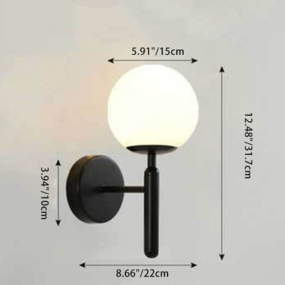 Modern Minimalist Globe Iron Glass 1-Light Wall Sconce Lamp For Living Room