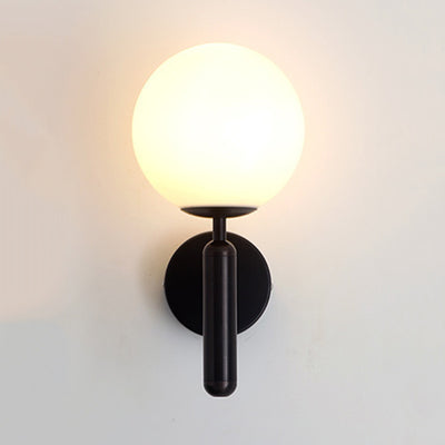 Modern Minimalist Globe Iron Glass 1-Light Wall Sconce Lamp For Living Room