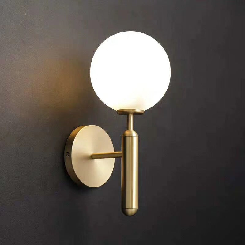 Modern Minimalist Globe Iron Glass 1-Light Wall Sconce Lamp For Living Room