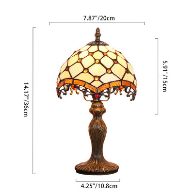 Traditional Tiffany Dome Resin Glass 1-Light Table Lamp For Living Room