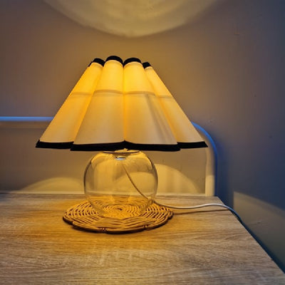 Modern Minimalist Dome Glass Fabric 1-Light Table Lamp For Living Room