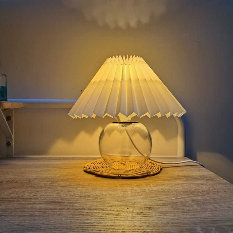 Modern Minimalist Dome Glass Fabric 1-Light Table Lamp For Living Room