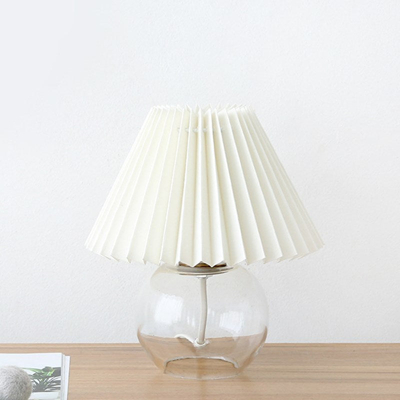 Modern Minimalist Dome Glass Fabric 1-Light Table Lamp For Living Room