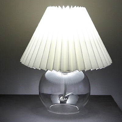 Modern Minimalist Dome Glass Fabric 1-Light Table Lamp For Living Room