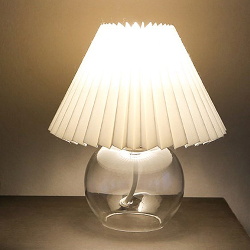 Modern Minimalist Dome Glass Fabric 1-Light Table Lamp For Living Room