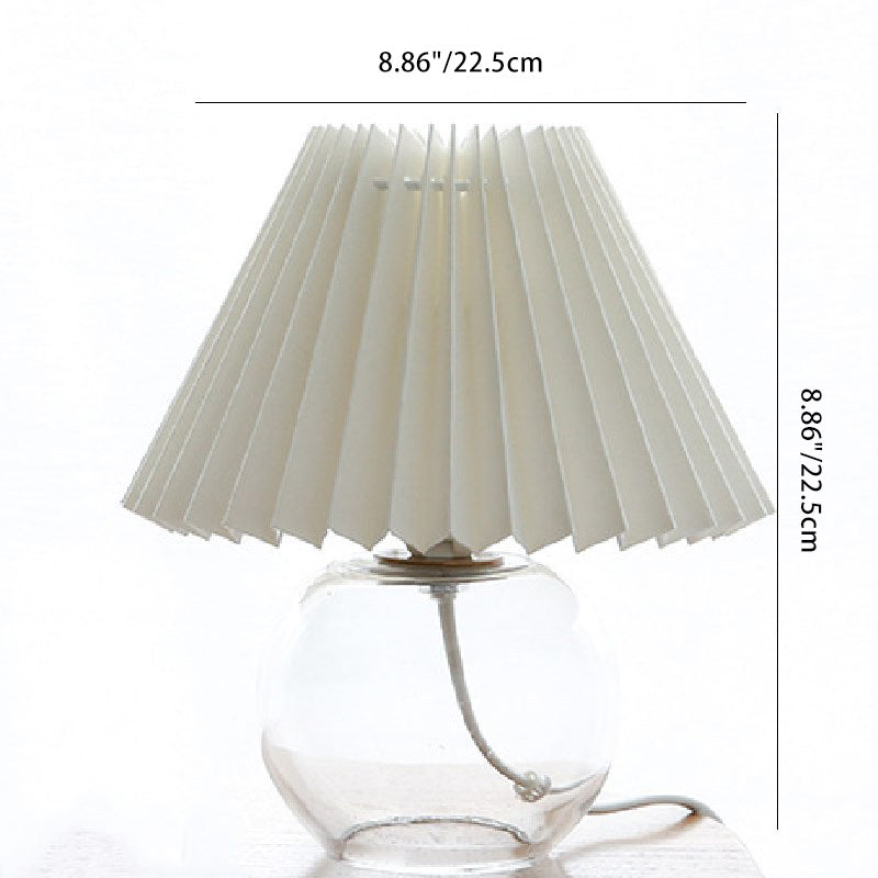 Modern Minimalist Dome Glass Fabric 1-Light Table Lamp For Living Room