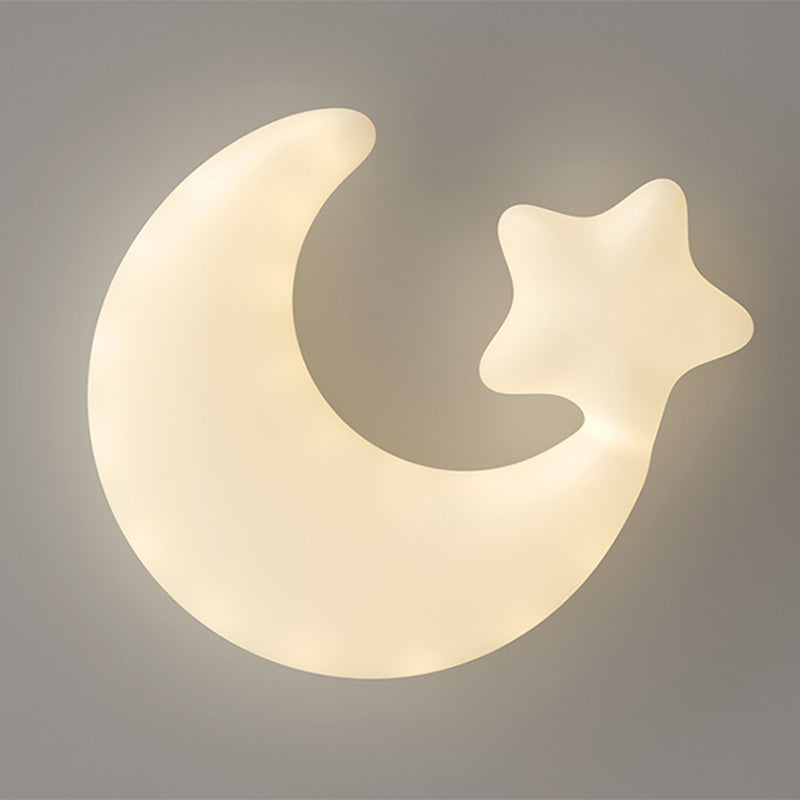 Contemporary Creative Moon Iron Plastic LED Kids Flush Mount Ceiling Light For Living Room