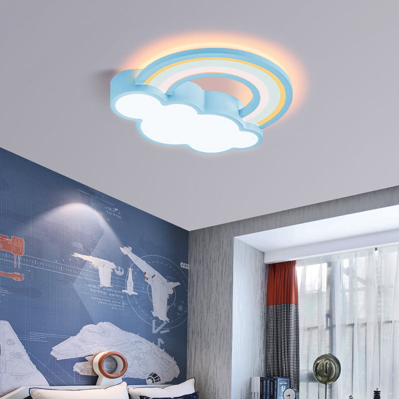 Contemporary Creative Cloud Iron Acrylic LED Kids Flush Mount Ceiling Light For Living Room