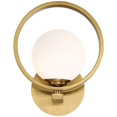 Contemporary Scandinavian Round Copper Glass 1-Light Wall Sconce Lamp For Living Room