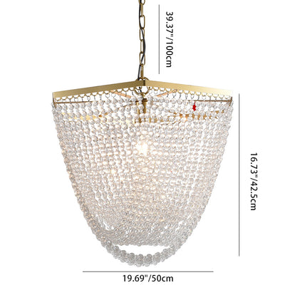 Traditional Luxury Teardrop Iron Crystal 1-Light Pendant Light For Living Room