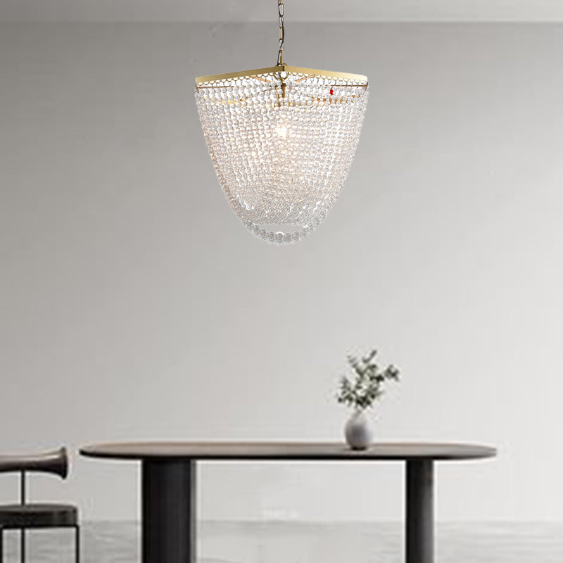 Traditional Luxury Teardrop Iron Crystal 1-Light Pendant Light For Living Room