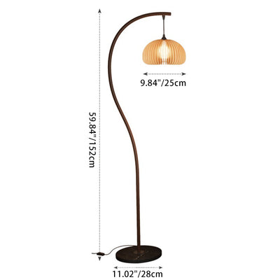 Traditional French Fishing Rod Iron Wood 1-Light Standing Floor Lamp For Living Room