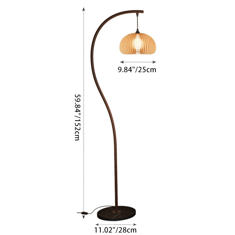 Traditional French Fishing Rod Iron Wood 1-Light Standing Floor Lamp For Living Room