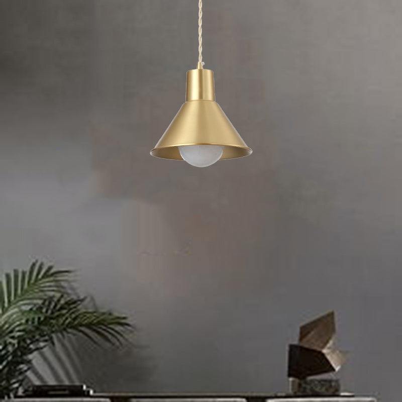 Contemporary Scandinavian Drum Copper 1-Light Pendant Light For Living Room