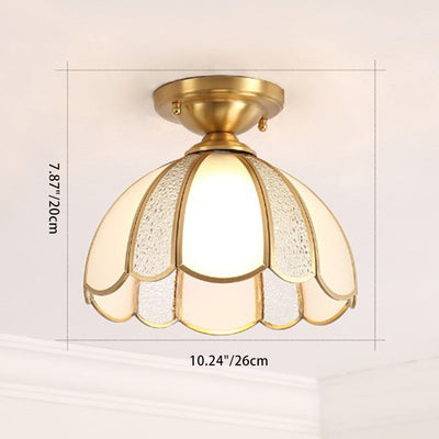 Contemporary Luxury Dome Copper Glass Semi-Flush Mount Ceiling Light For Living Room