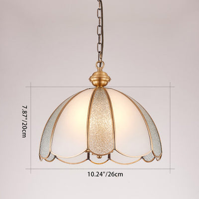 Contemporary Luxury Dome Copper Glass 1-Light Pendant Light For Living Room