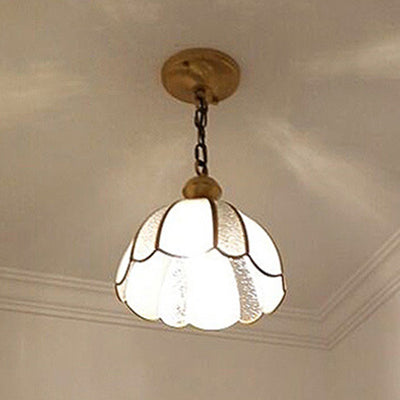 Contemporary Luxury Dome Copper Glass 1-Light Pendant Light For Living Room