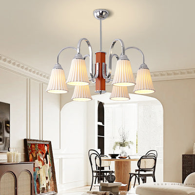 Traditional French Drum Iron Wood Glass 3/6-Light Chandelier For Living Room