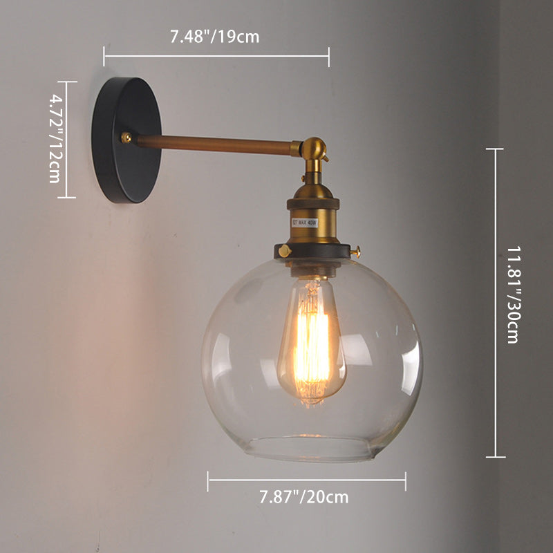 Contemporary Industrial Globe Aluminum Glass 1-Light Wall Sconce Lamp For Living Room