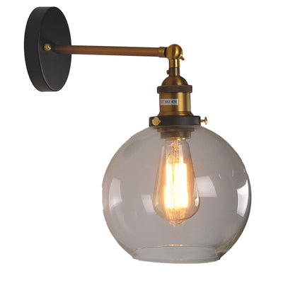 Contemporary Industrial Globe Aluminum Glass 1-Light Wall Sconce Lamp For Living Room