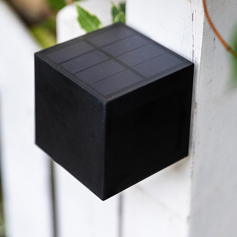 Modern Minimalist Cube Plastic Solar LED Wall Sconce Lamp For Garden