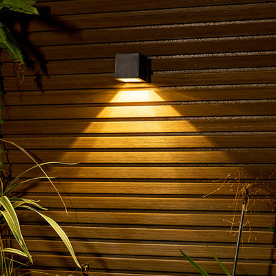 Modern Minimalist Cube Plastic Solar LED Wall Sconce Lamp For Garden