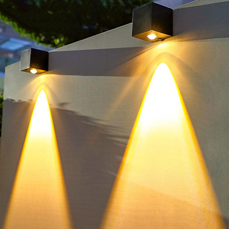 Modern Minimalist Cube Plastic Solar LED Wall Sconce Lamp For Garden