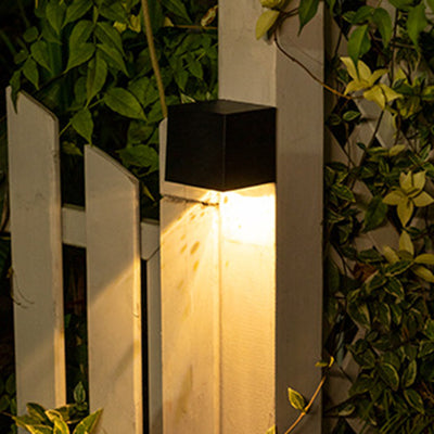 Modern Minimalist Cube Plastic Solar LED Wall Sconce Lamp For Garden