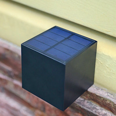 Modern Minimalist Cube Plastic Solar LED Wall Sconce Lamp For Garden