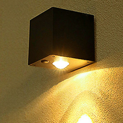 Modern Minimalist Cube Plastic Solar LED Wall Sconce Lamp For Garden