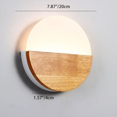 Contemporary Nordic Round Wood Acrylic LED Wall Sconce Lamp For Living Room