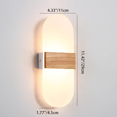 Contemporary Nordic Round Wood Acrylic LED Wall Sconce Lamp For Living Room