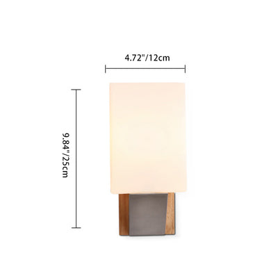 Contemporary Nordic Rectangular Wood Iron Glass 1-Light Wall Sconce Lamp For Living Room