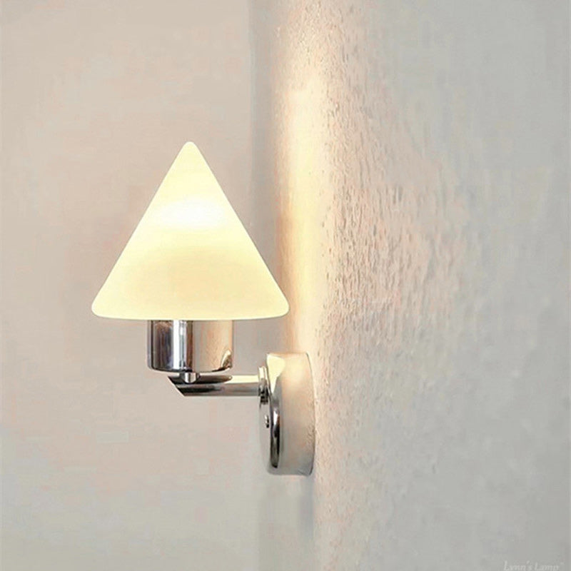 Contemporary Scandinavian Cone Steel Glass 1-Light Wall Sconce Lamp For Living Room