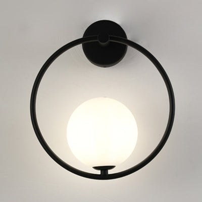 Contemporary Nordic Globe Iron Glass 1-Light Wall Sconce Lamp For Living Room