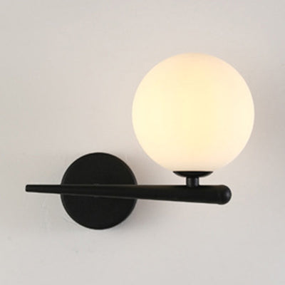 Contemporary Nordic Globe Iron Glass 1-Light Wall Sconce Lamp For Living Room