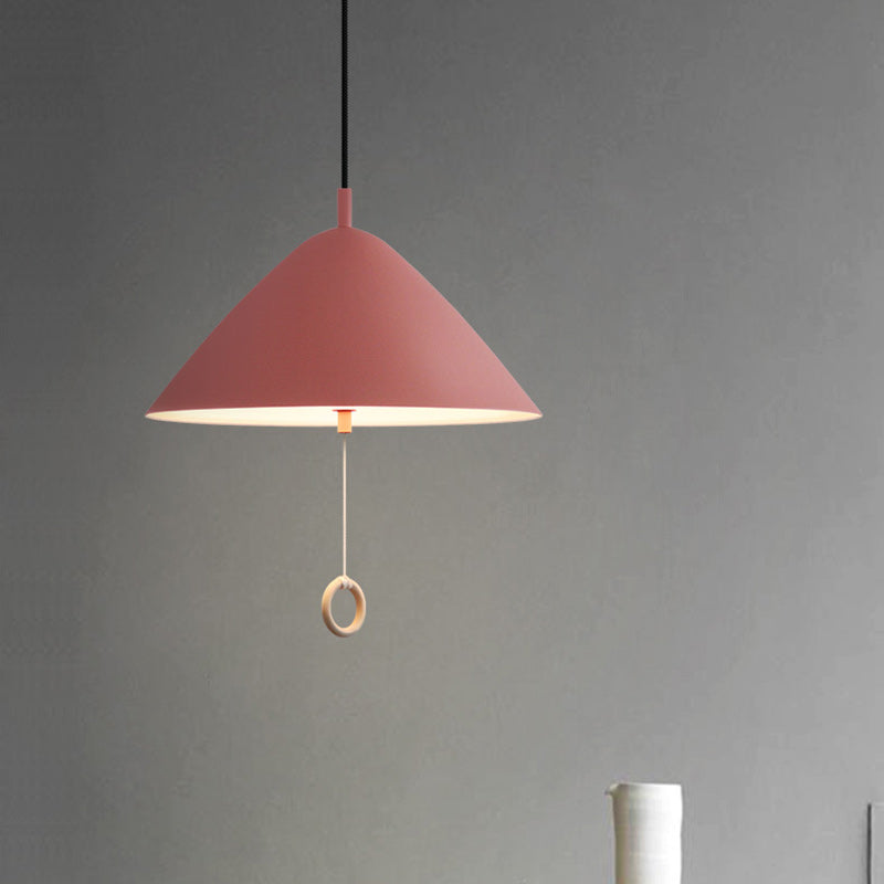 Contemporary Scandinavian Cone Aluminum 1-Light Pendant Light For Living Room