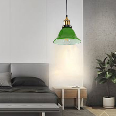 Contemporary Nordic Drum Iron Glass 1-Light Pendant Light For Living Room