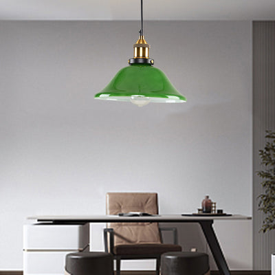 Contemporary Nordic Drum Iron Glass 1-Light Pendant Light For Living Room