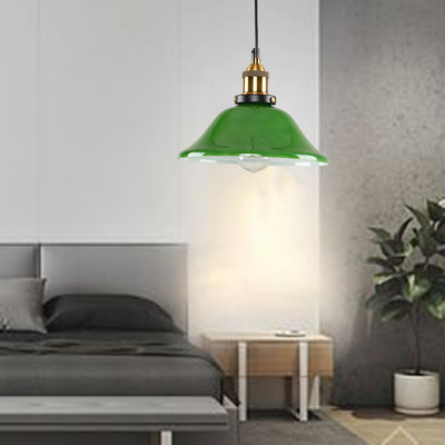 Contemporary Nordic Drum Iron Glass 1-Light Pendant Light For Living Room