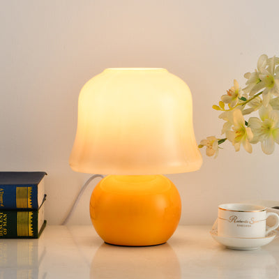 Contemporary Creative Drum Ceramic Glass 1-Light Table Lamp For Living Room