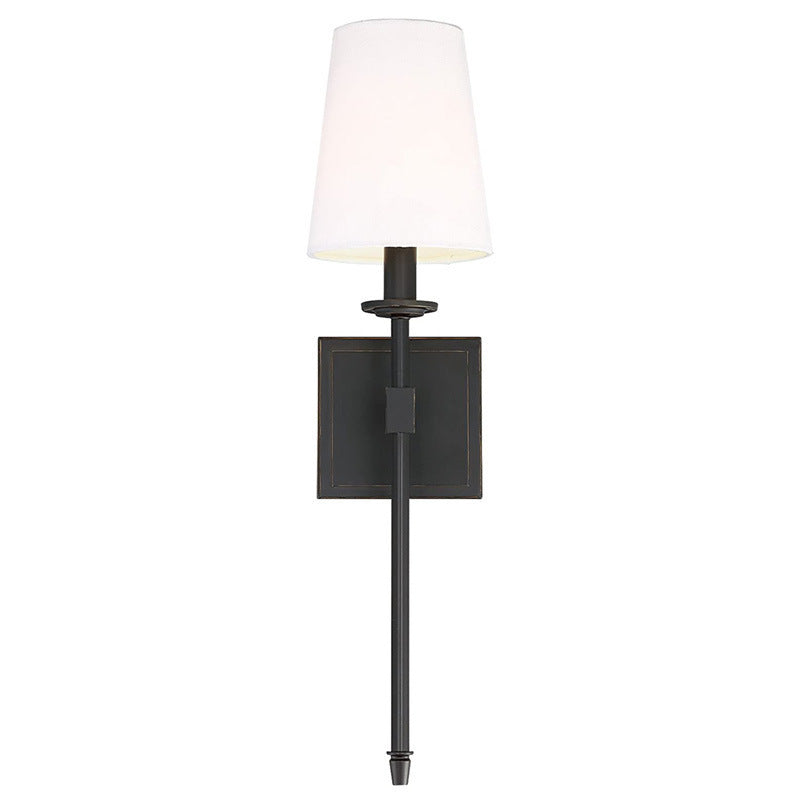 Contemporary Industrial Drum Iron Fabric 1-Light Wall Sconce Lamp For Living Room